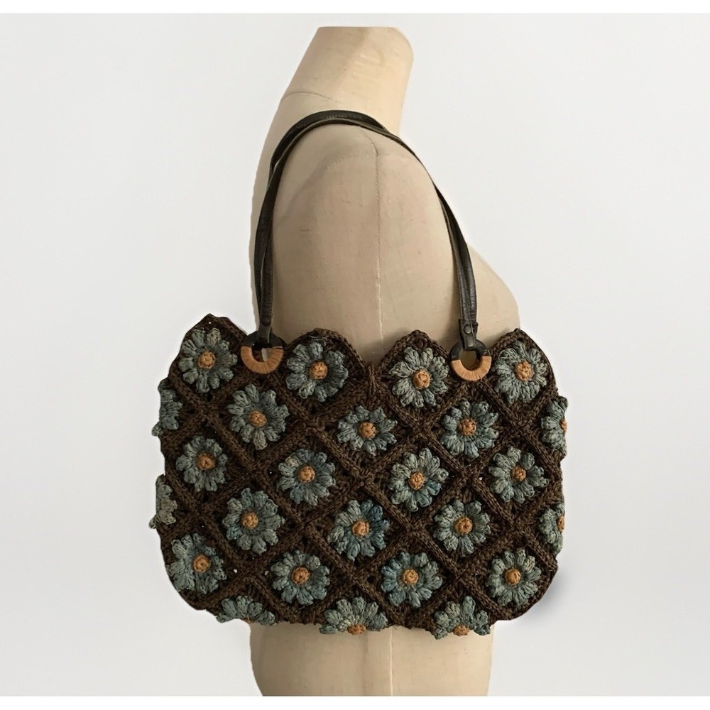 Jamin Puech Raffia Material Flower Tote Bag Crochet Purse